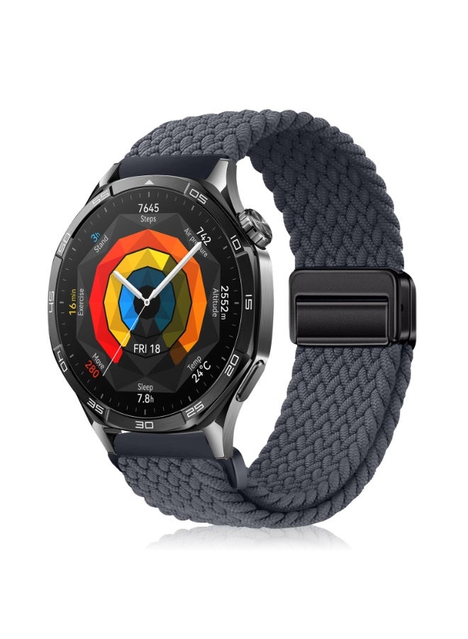 ChicVibe 22mm Nylon Strap for Huawei Watch GT6 Pro/GT6/GT5 Pro/GT5/GT4/GT3 46mm, Magnetic Buckle Sport Nylon Replacement Band for Huawei Watch Ultimate 2/4Pro 48mm/5/4/3Pro 46mm, Grey - Image 1
